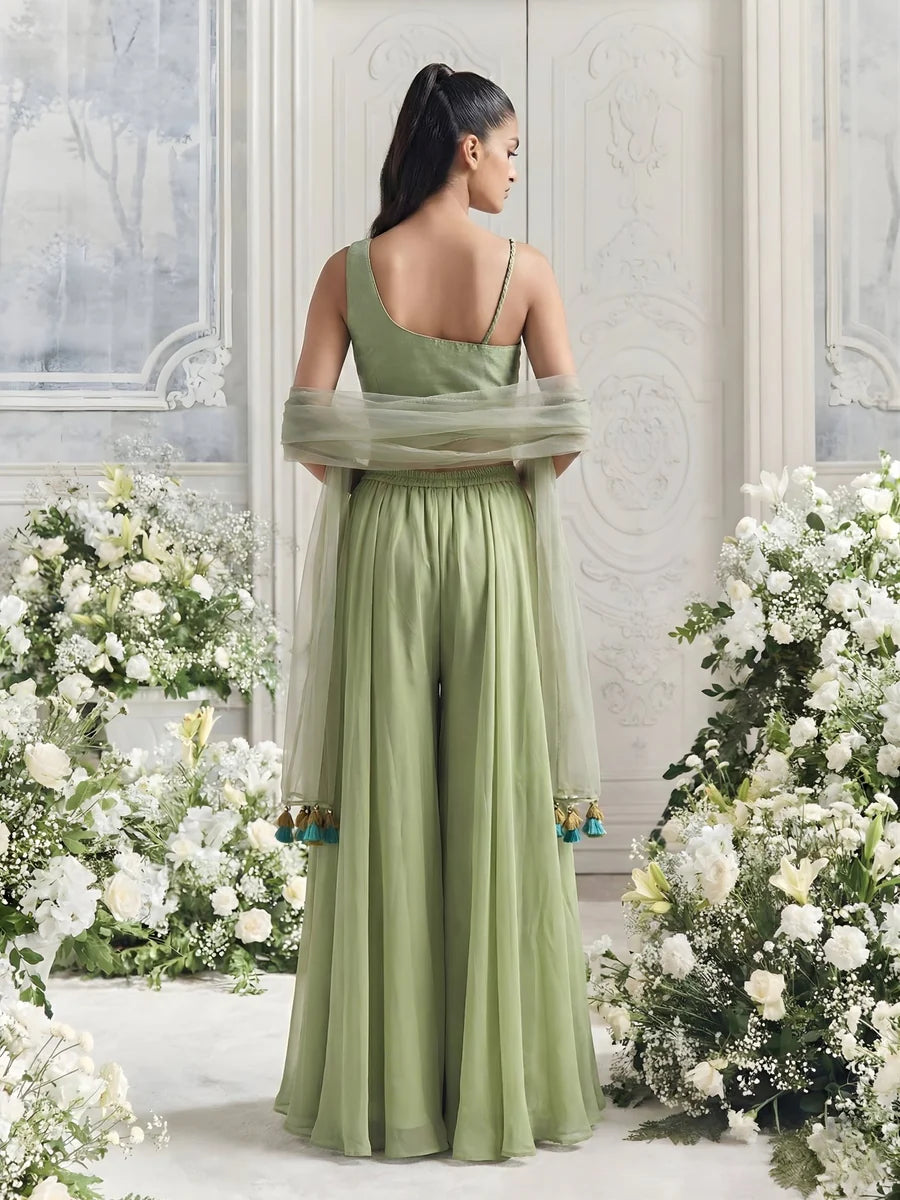 Sage Handcrafted Khatli Sharara Set