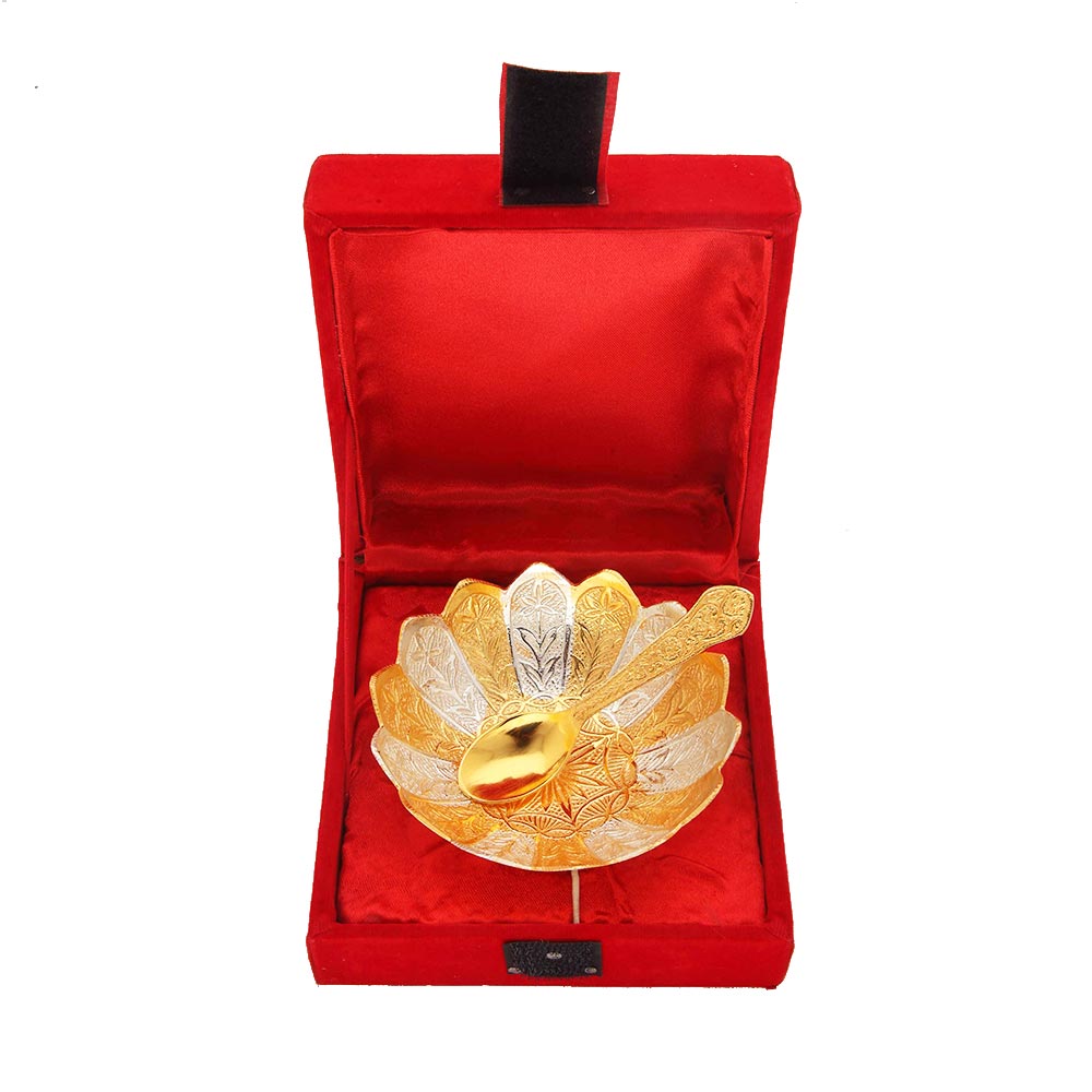 Chrome Plated Brass Lotus Bowl (4″ Gold and Silver)