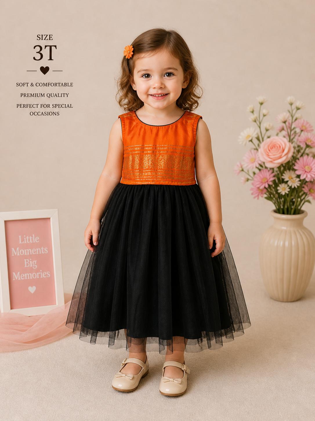 Pre-Owned Gently used Outfit- black and orange frcok