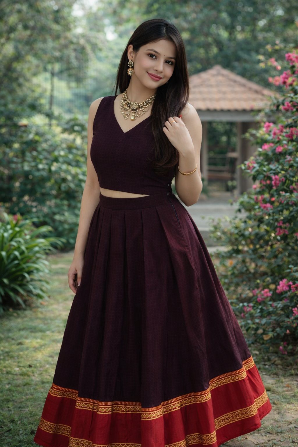 Burgandy skrit and top co-ord set