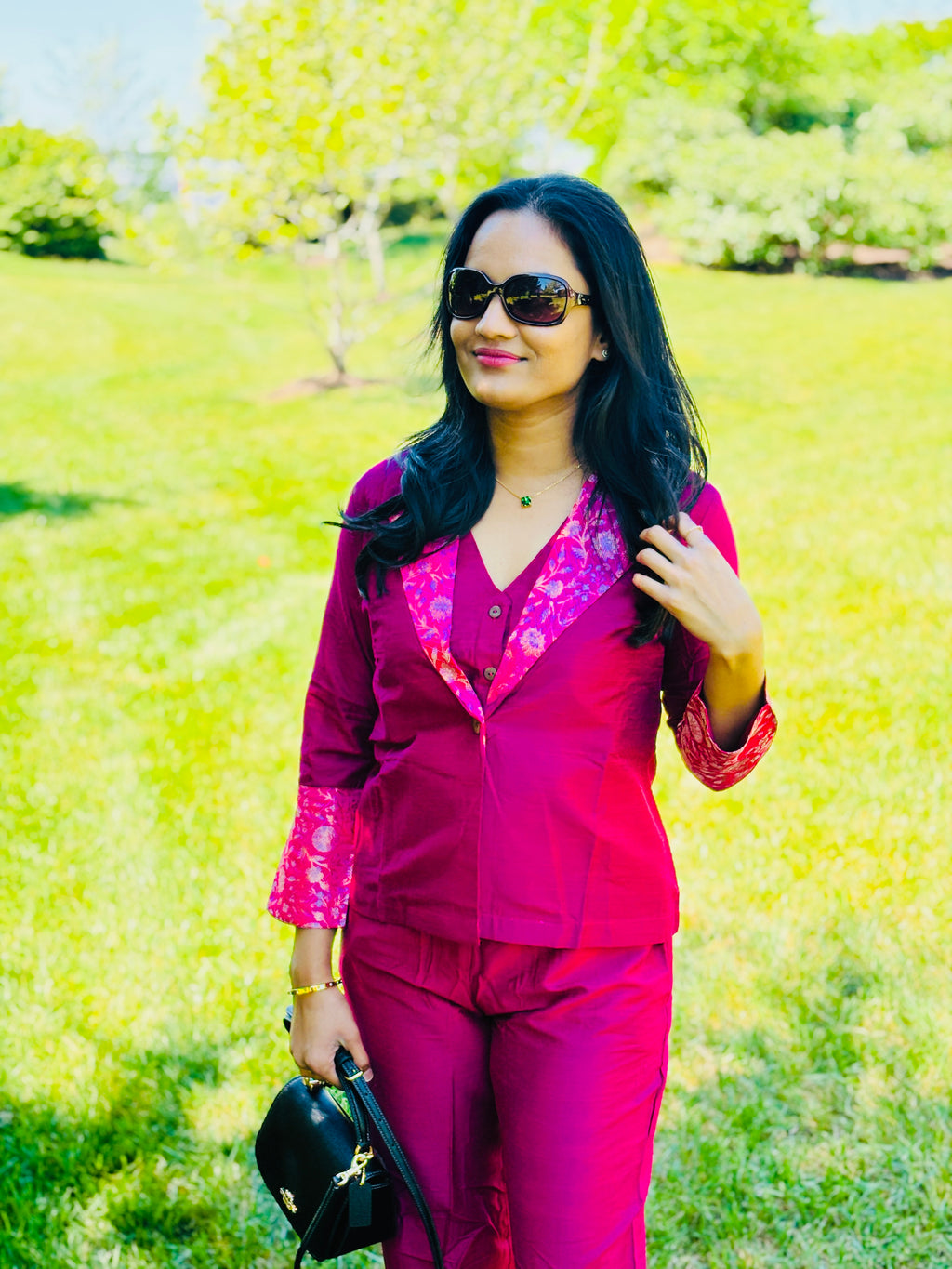 Pink/Magenta Raw Silk Co-Ord Set