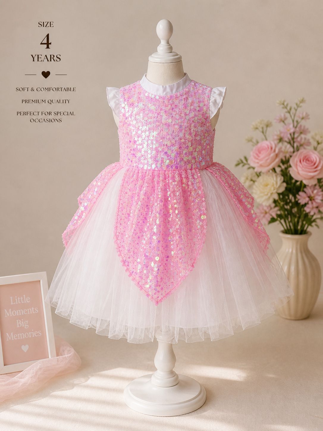 Pre-owned Gently used Outfit- Soft net with white and baby pink combination