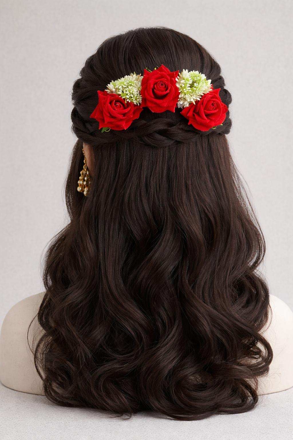 Elegant Floral Hair accessory-Red Rose Statement Piece