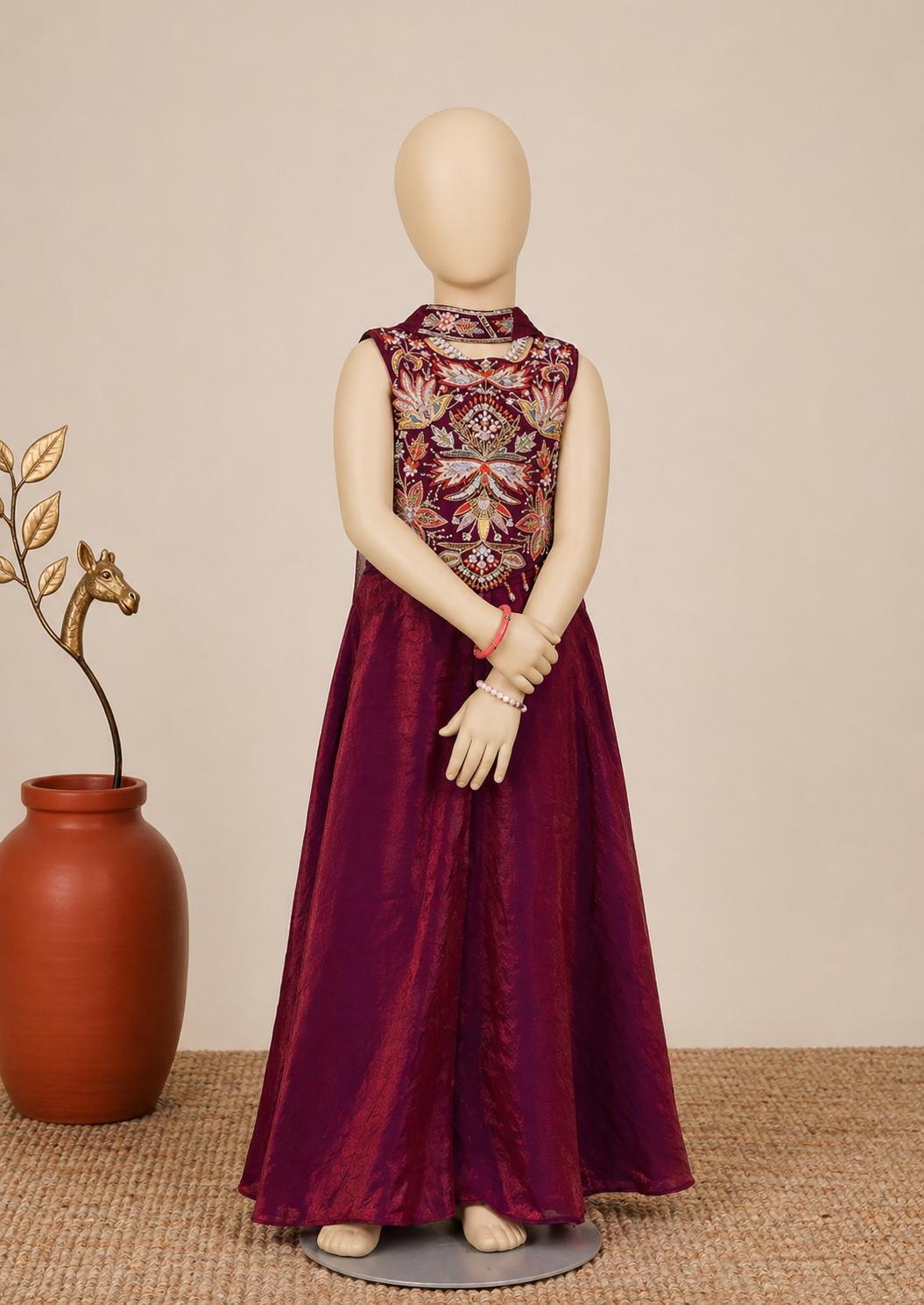 Girls Sharara Set with Embroidered Kurthi For Weddings and Parties