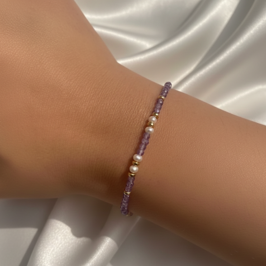 14k Gold-Filled Lavender Zircon Freshwater Pearls Bracelet
