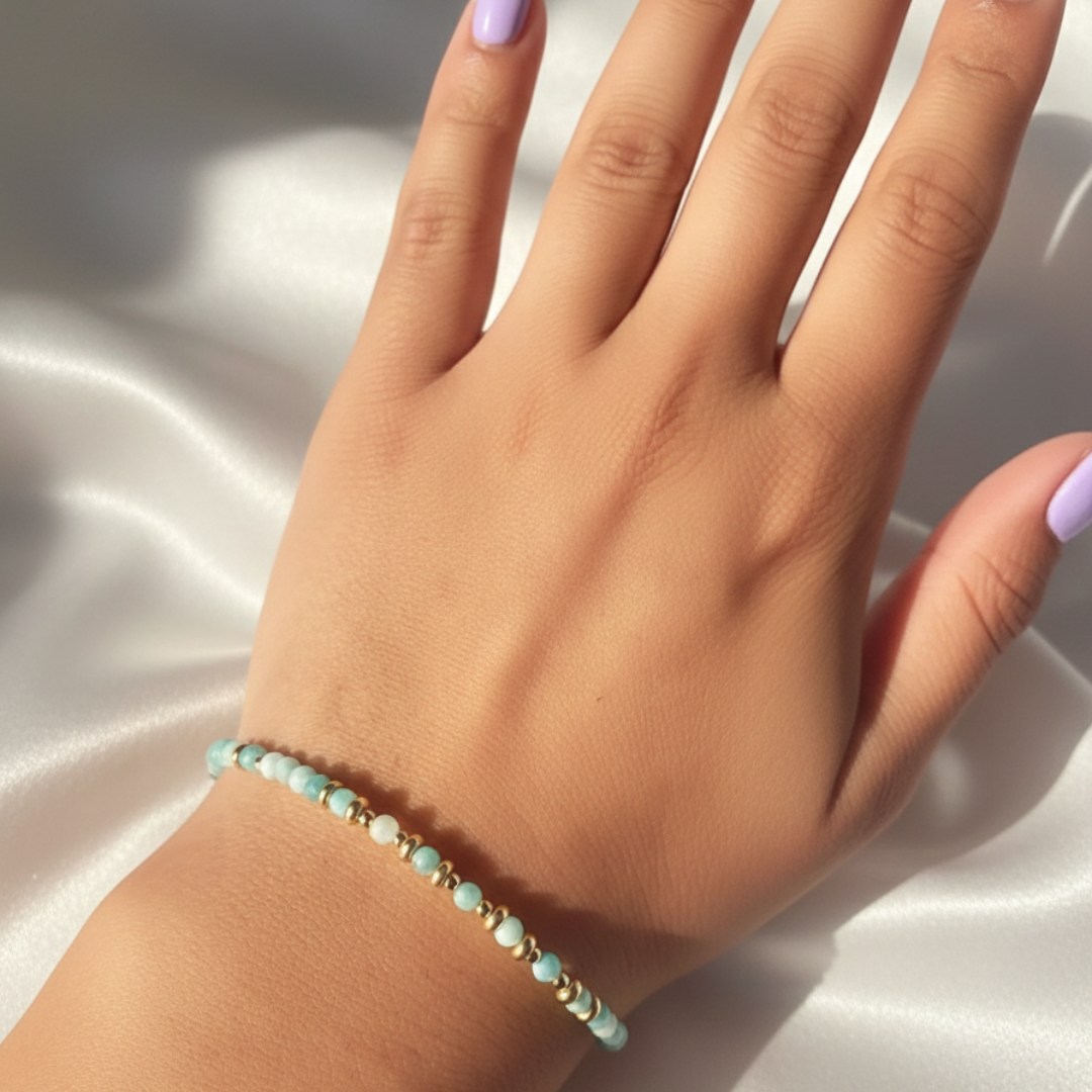 14k Gold-Filled Bracelet in 3mm Amazonite