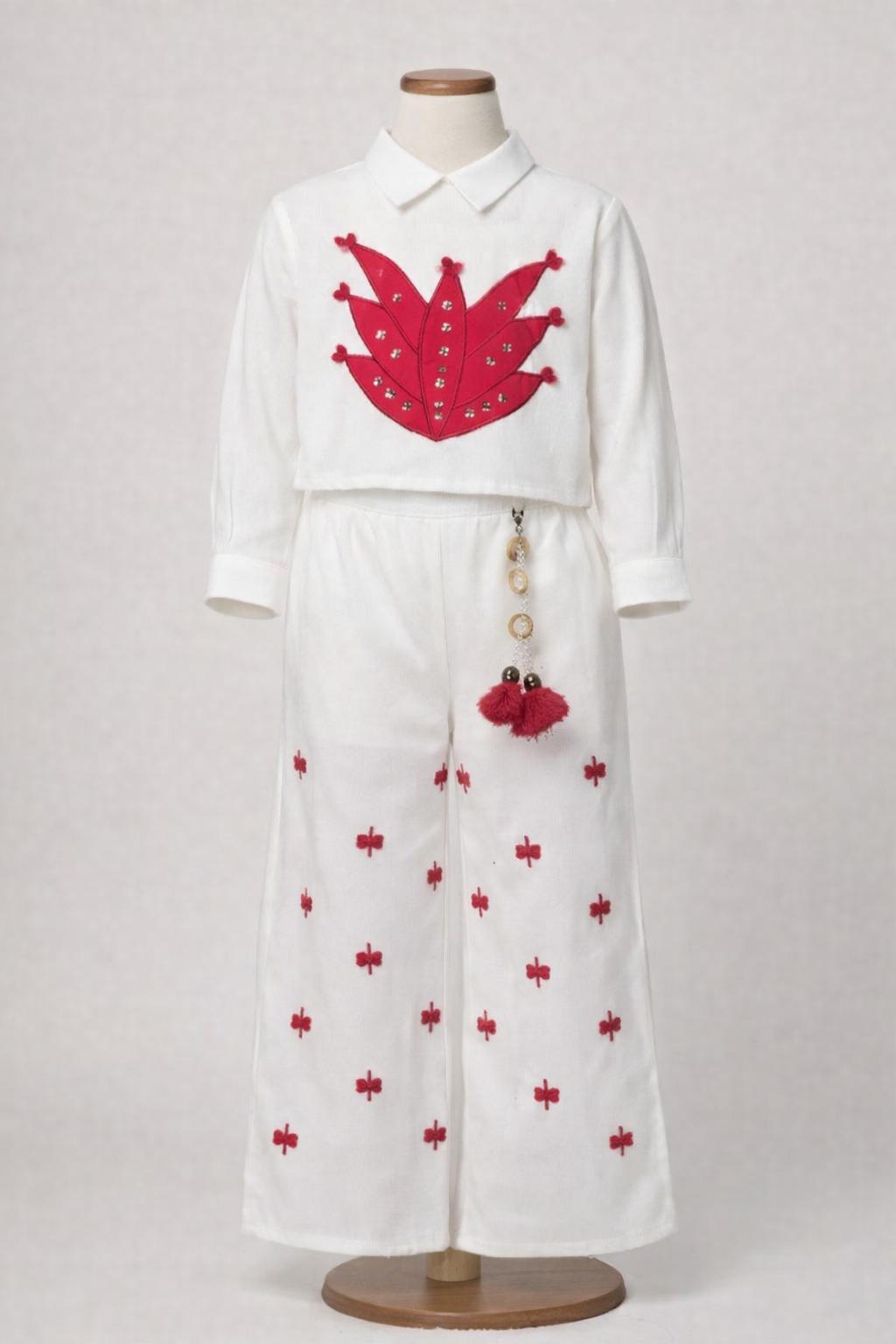 Ethnic Co-Ord Set for Girls with Embroidery and Festive Tassel Detail