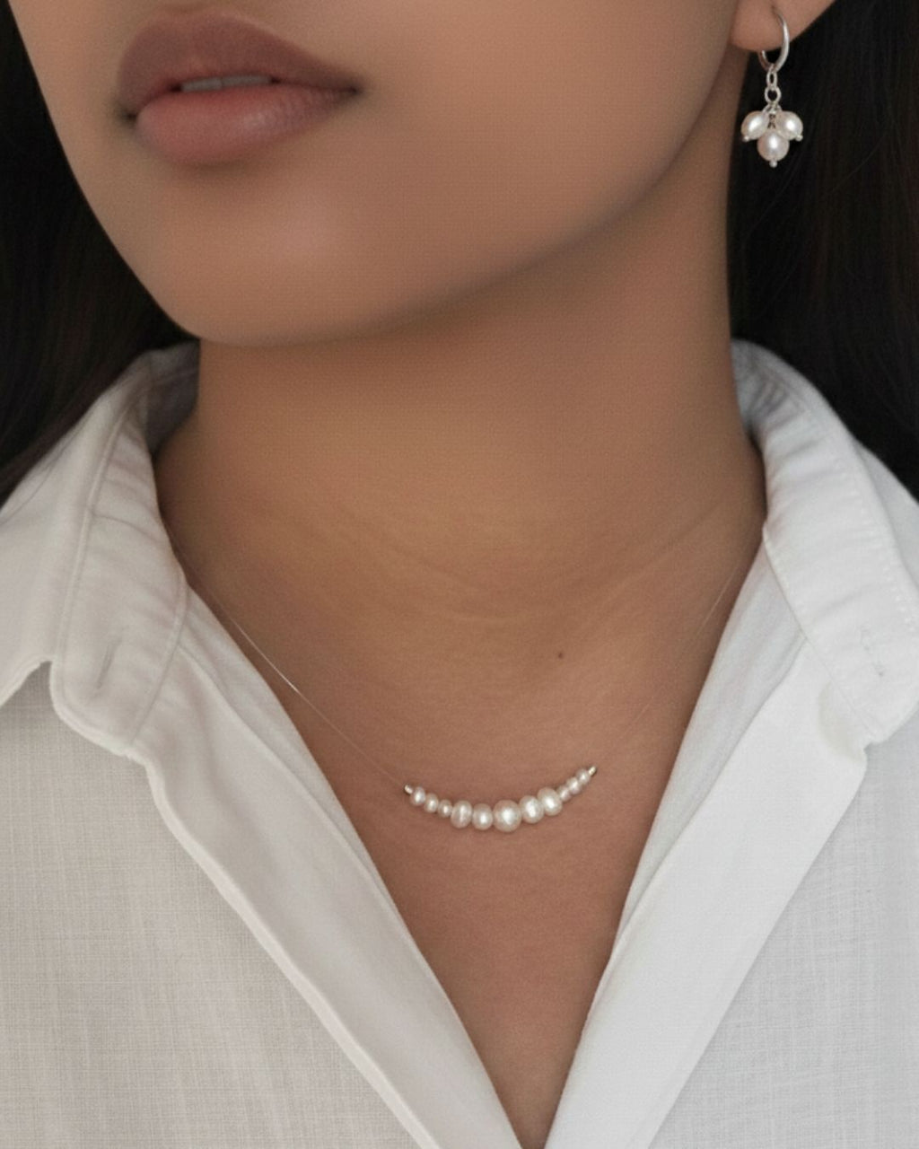 Sterling Silver White Pearl Hoops