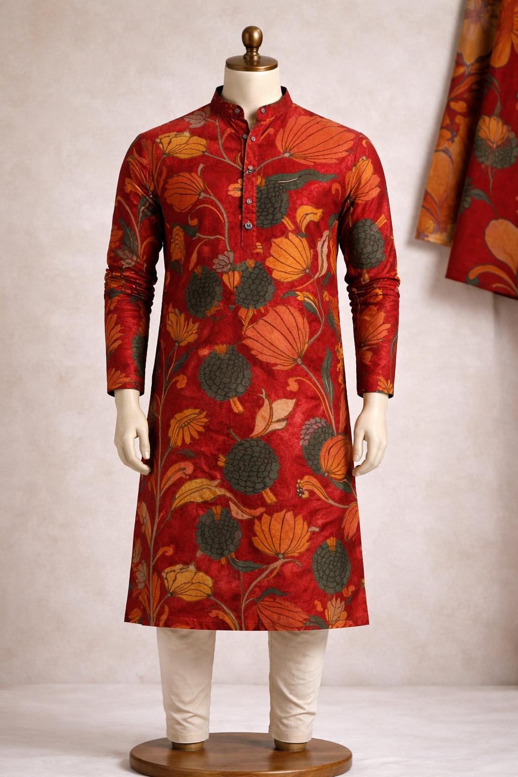 Red Floral Print kurtha (Pant not included)