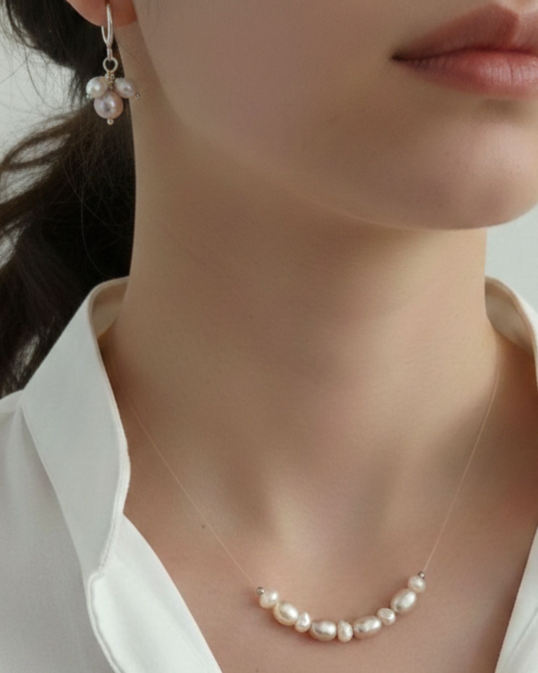 Sterling Silver Pink and White Pearl Hoops