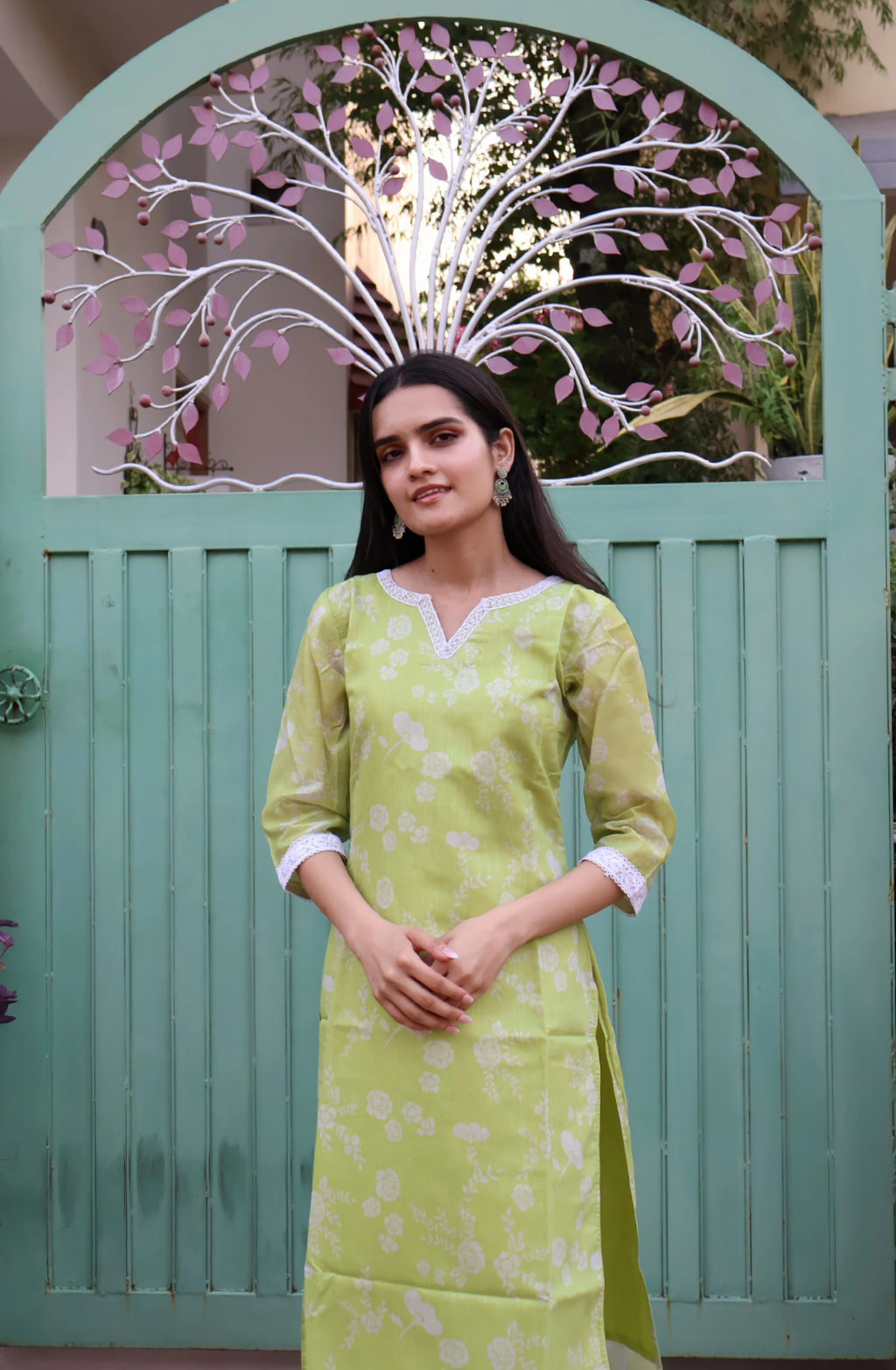 Green Flora Kurta
