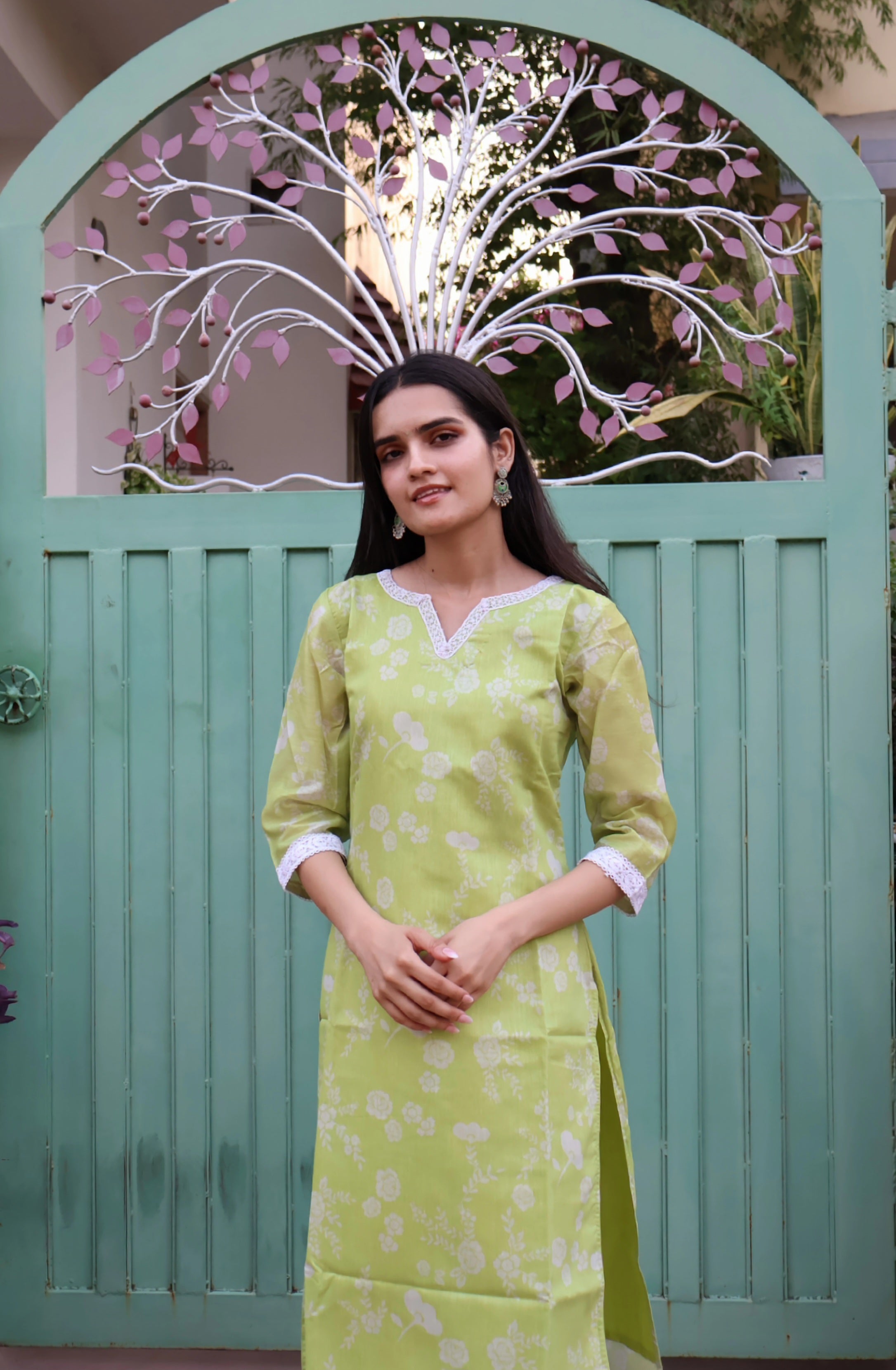 Green Flora Kurta