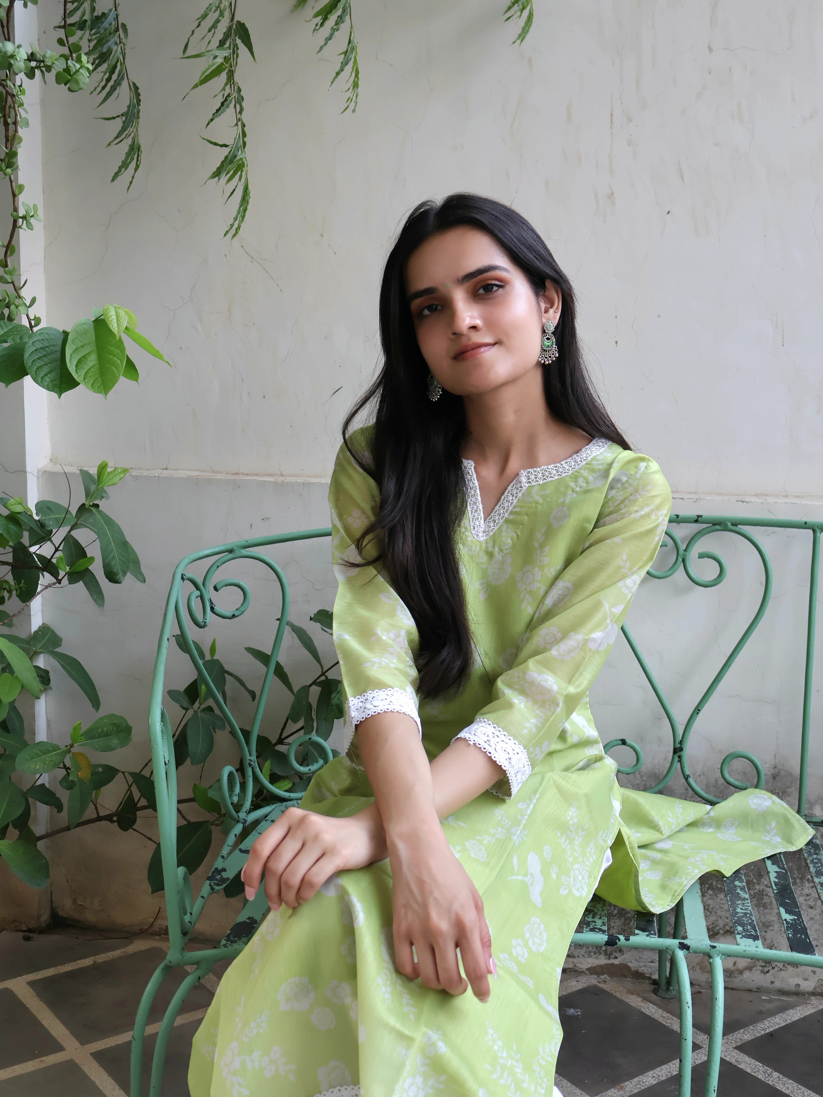 Green Flora Kurta