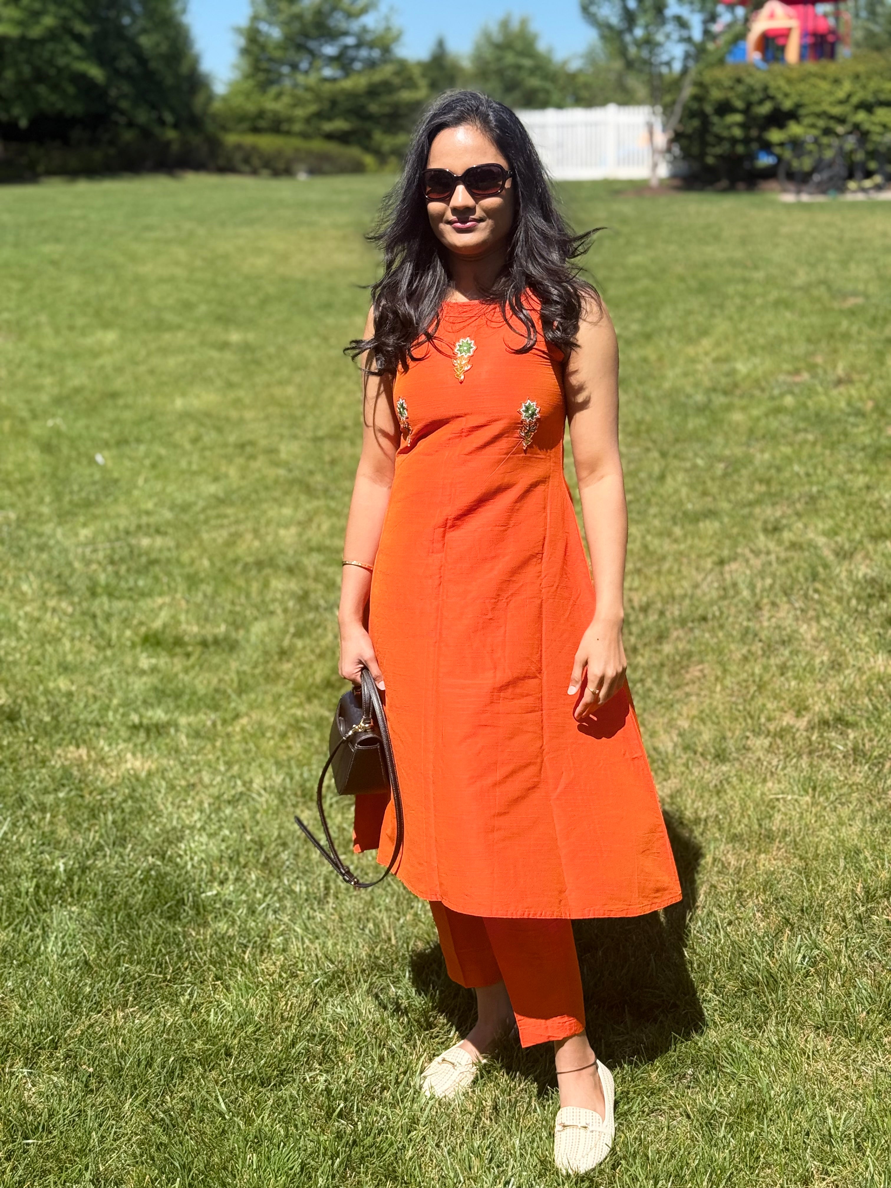 Orange Trendy Cord Set