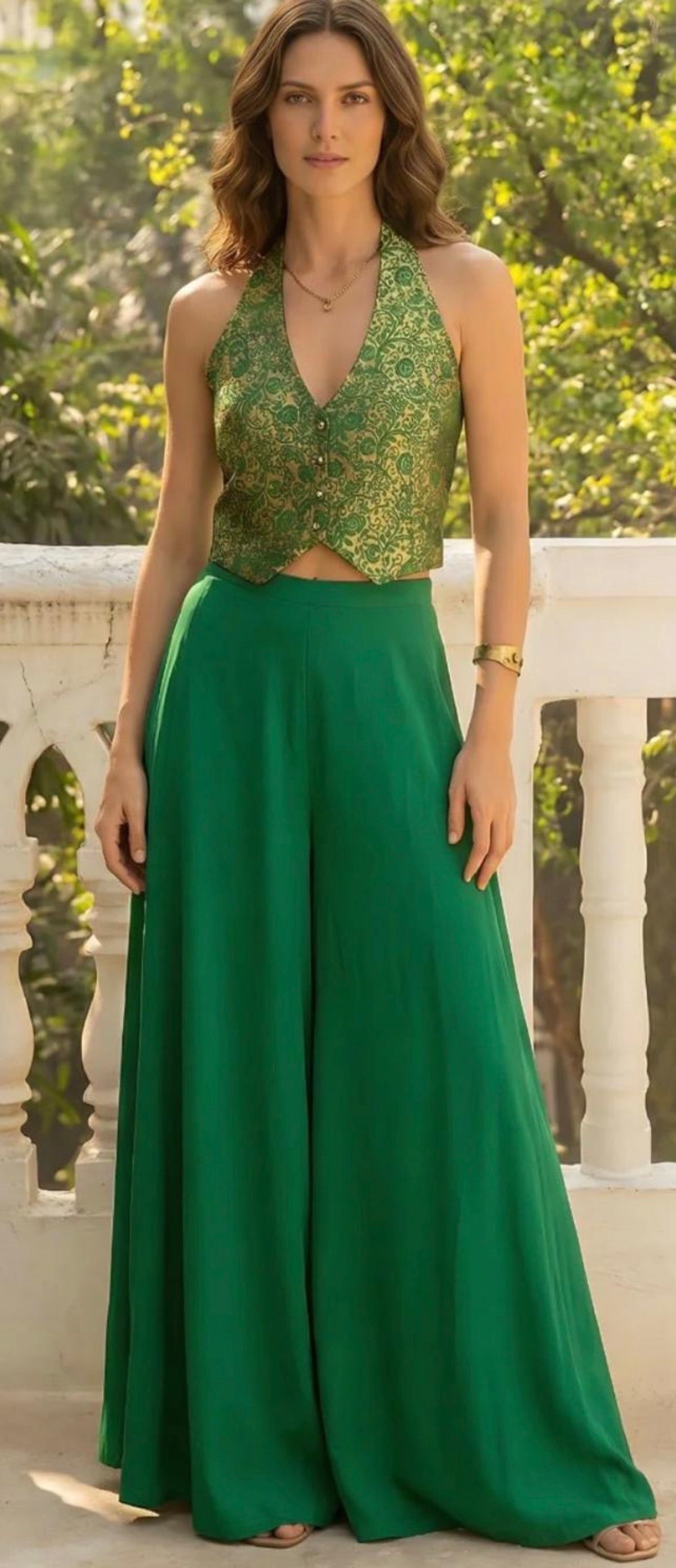 Emerald ( Green) Elegance Halter Co-Ord Set