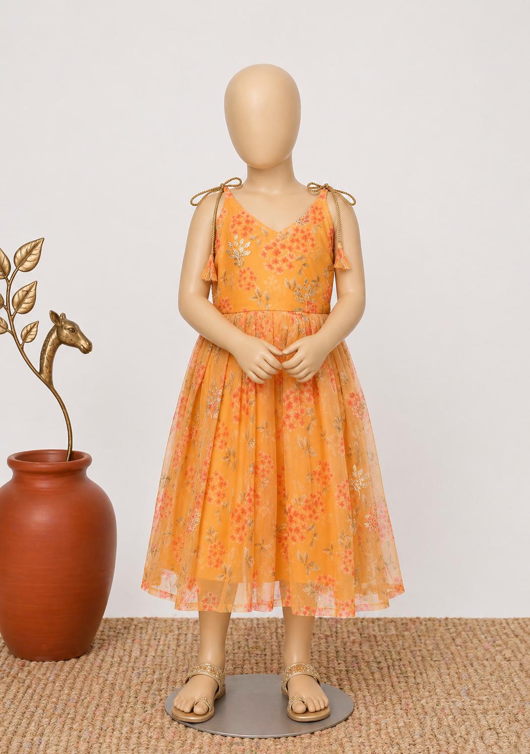 Tie-up Silk Frock for Baby Girls