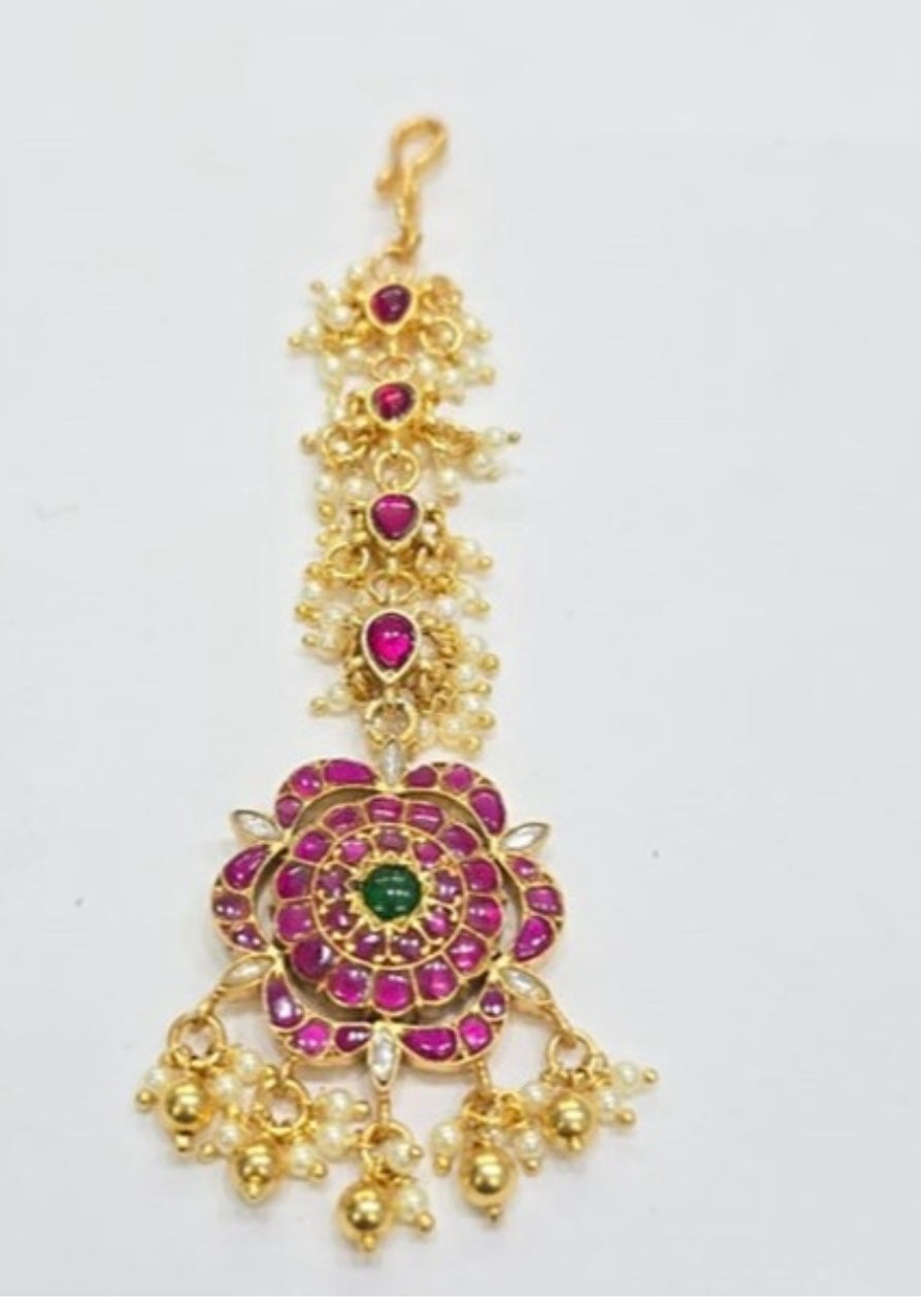 92.5 Silver Kundan Maang Tikka