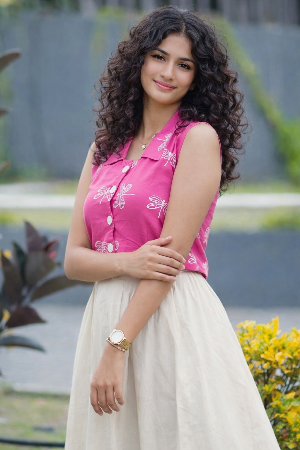 crop top pink(Handblock)