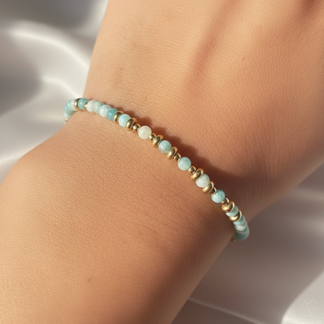14k Gold-Filled Bracelet in 3mm Amazonite