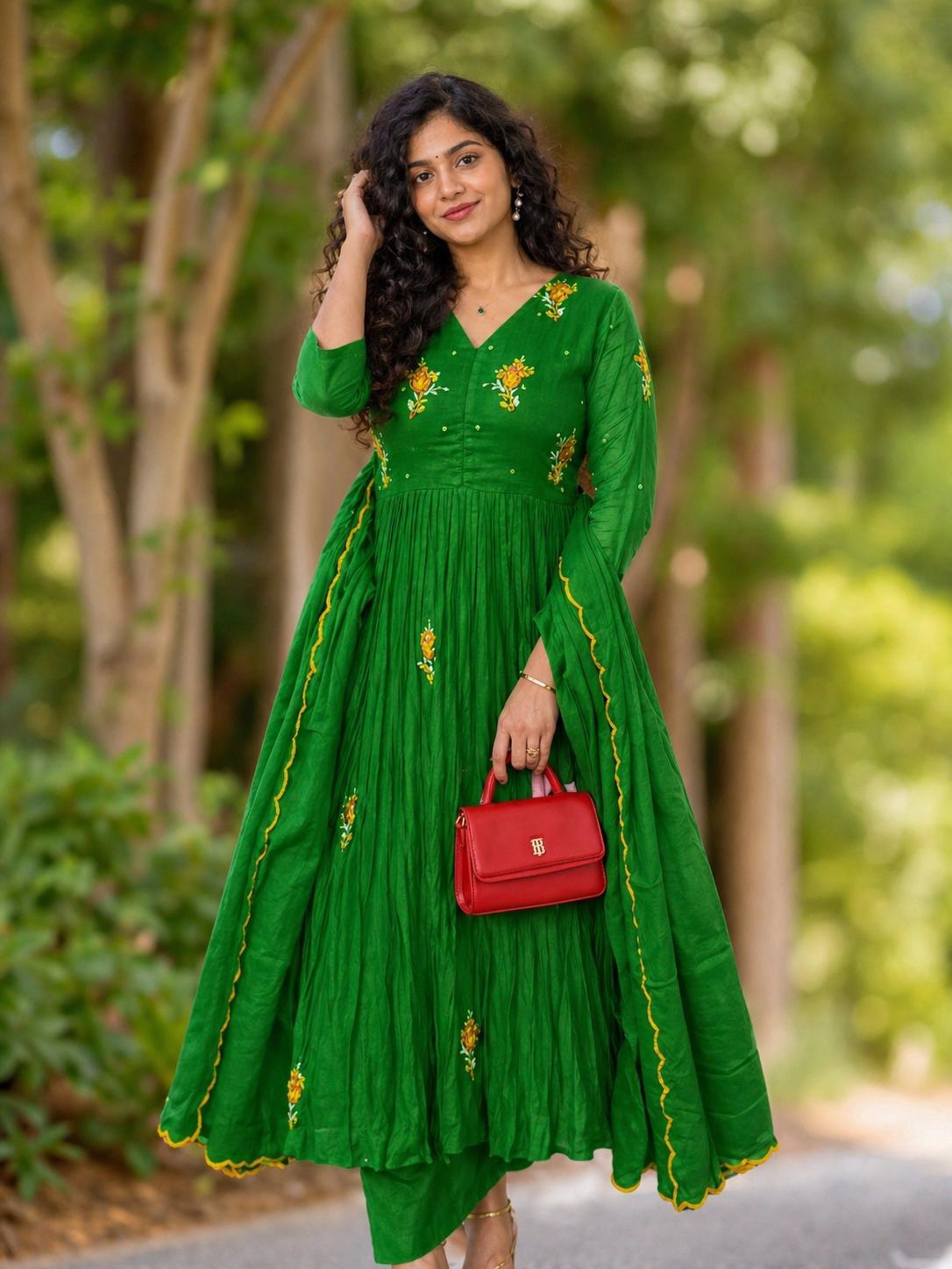 Green Cotton 3 piece suit