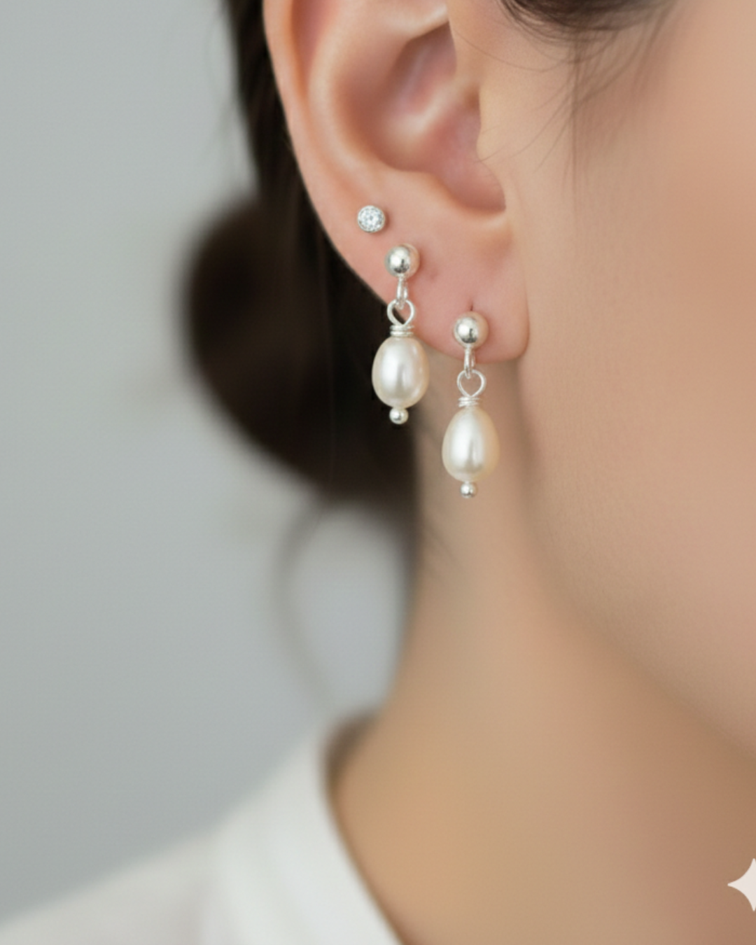 Sterling Silver White Freshwater Pearl Drop Earrings