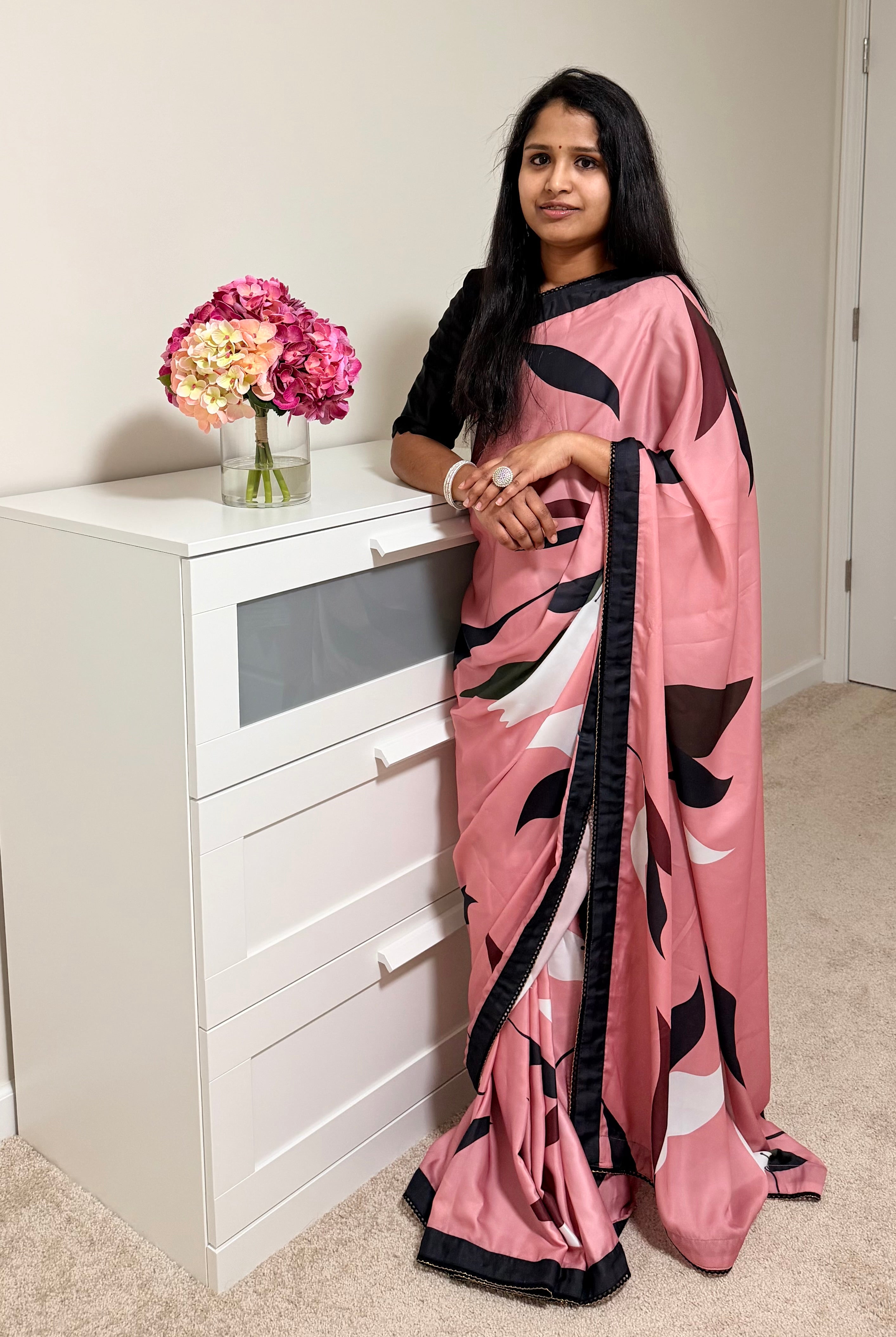 Fine Satin Silk Saree with Blouse