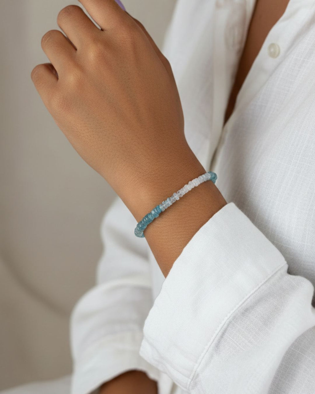 Moonstone & Aquamarine Sterling Silver Bracelet