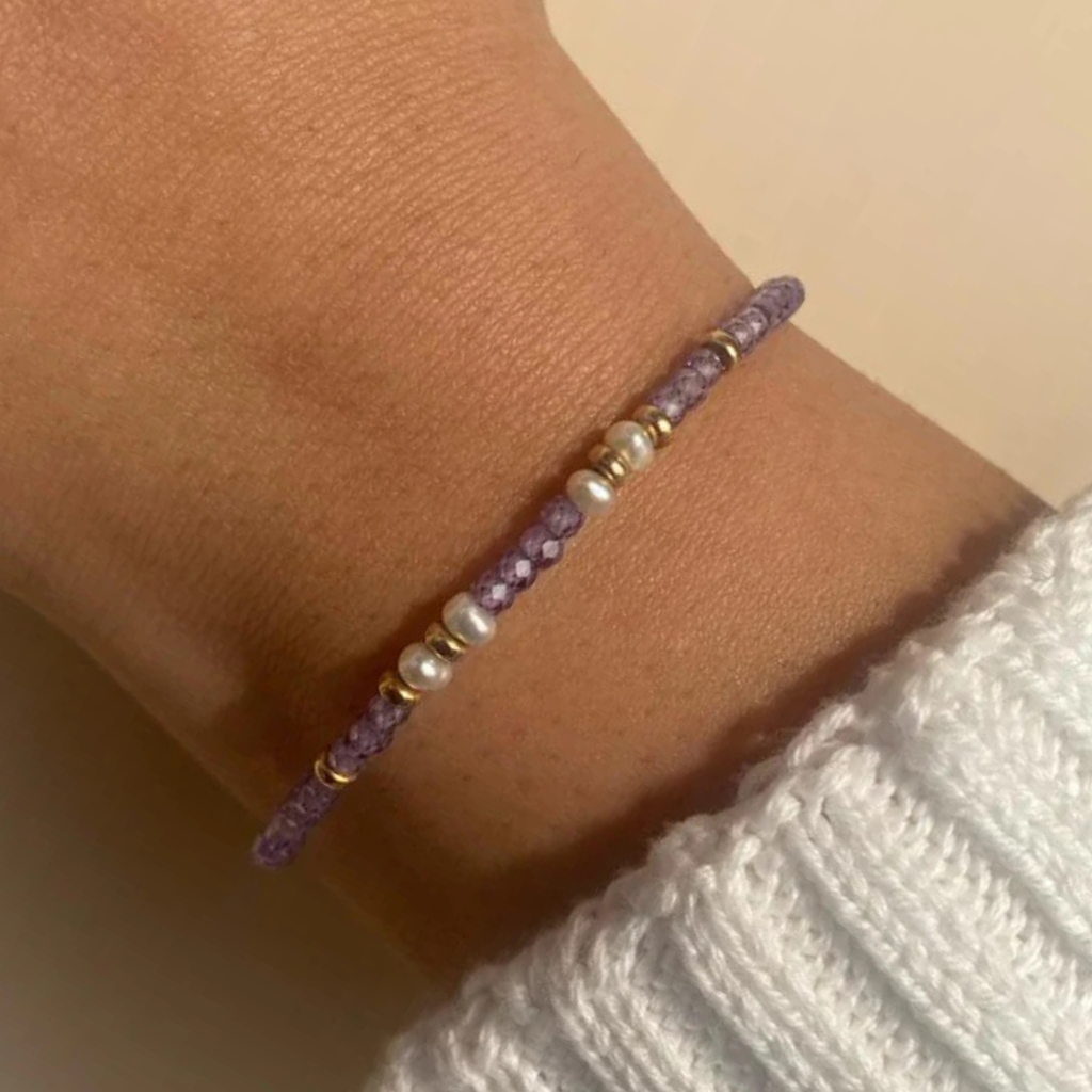 14k Gold-Filled Lavender Zircon Freshwater Pearls Bracelet