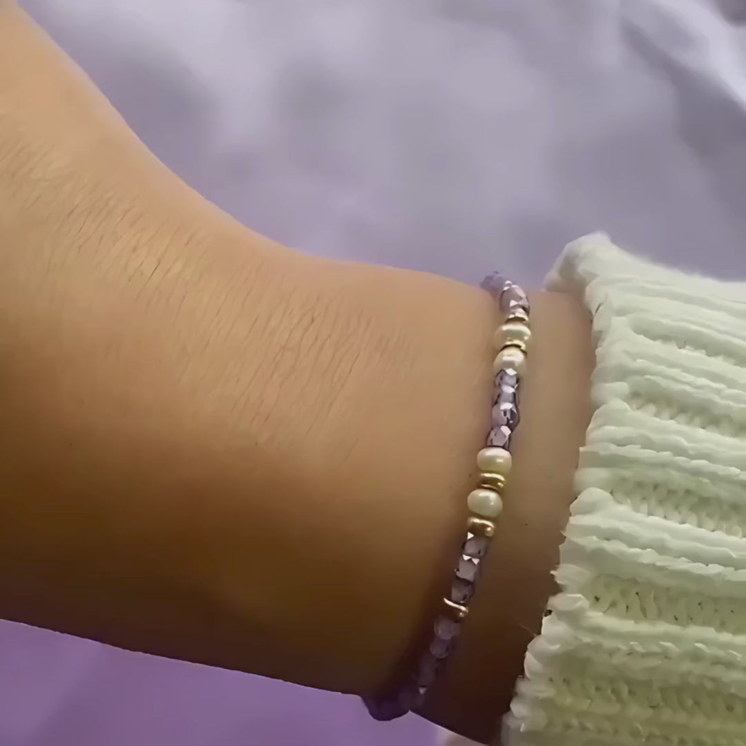 14k Gold-Filled Lavender Zircon Freshwater Pearls Bracelet