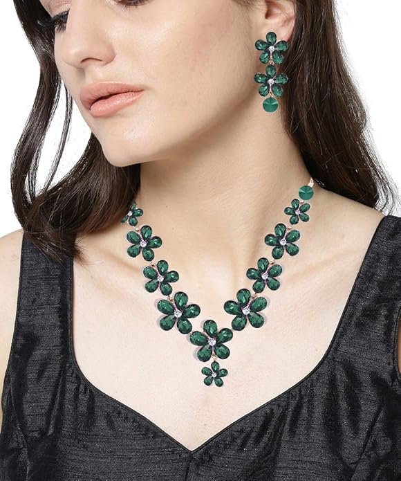 YouBella Jewellery Sets for Women Crystal Choker Necklace Jewellery set with Earrings For Girls/Women