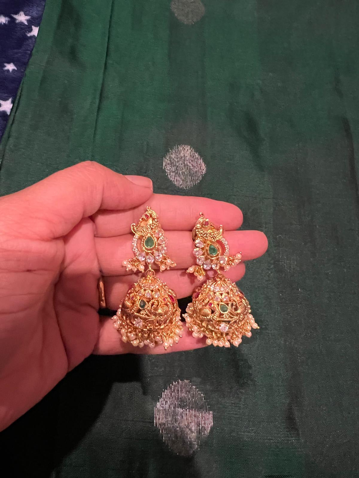 92.5 Silver Peacock Bridal Jhumkas