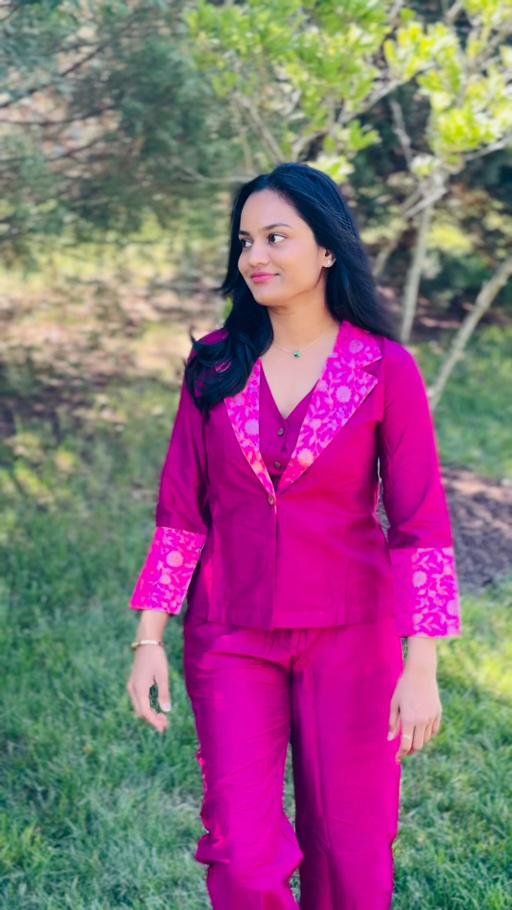Pink/Magenta Raw Silk Co-Ord Set