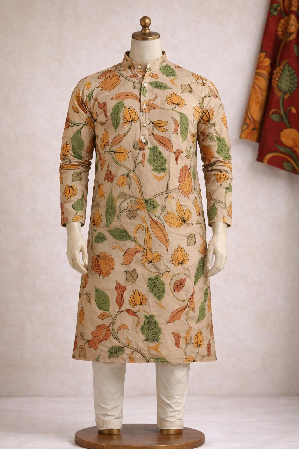 Floral Cream Kurtha (Pant not included)