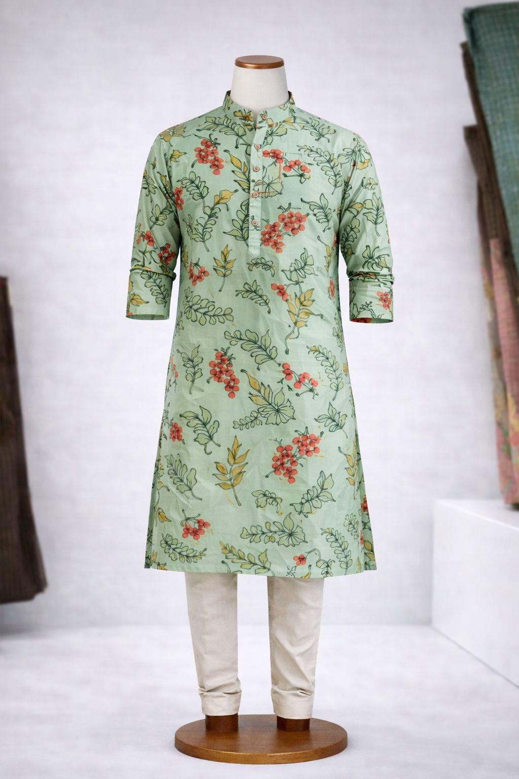 Mint Green Floral Kurtha (Pant not included)